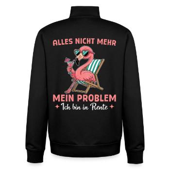 Collègue Départ à la retraite - Flamant rose dans un transat - Sweat zippé unisexe en coton bio Stanley/Stella - noir - Dos - AI Model Male 185 light (185cm)