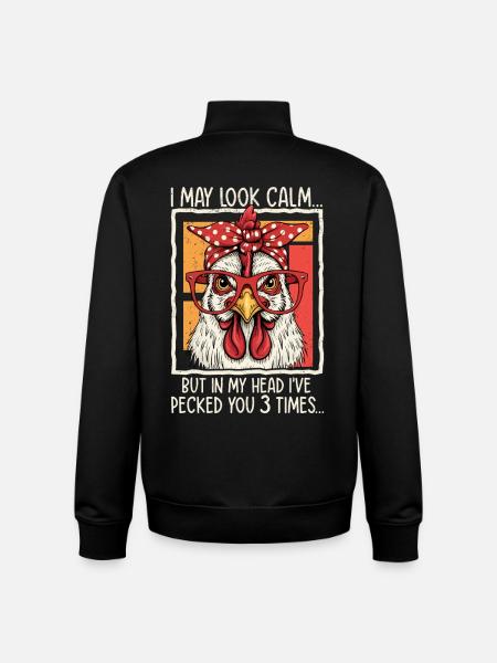 Chicken with glasses saying design - Unisex Organic Zip Sweatshirt by Stanley/Stella - black