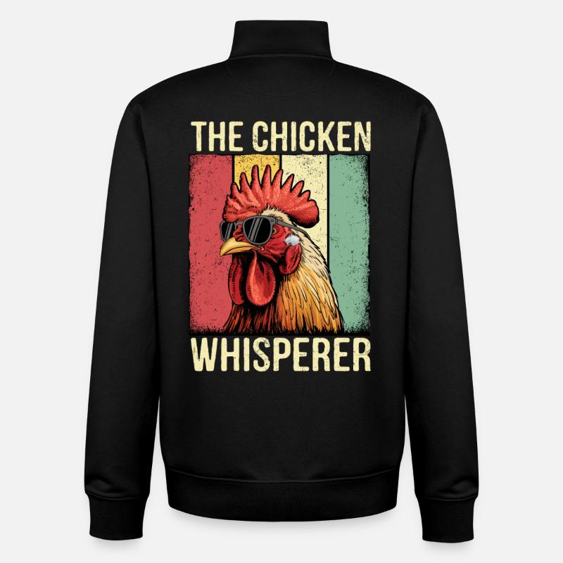 Le thé rétro Chicken Whisperer - Sweat zippé unisexe en coton bio Stanley/Stella - noir