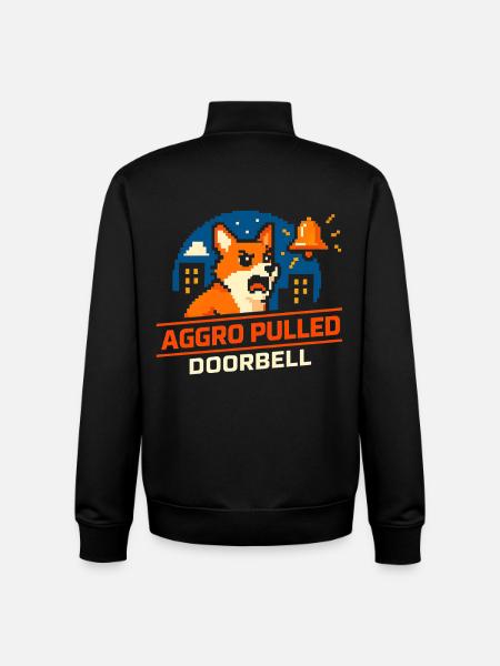 Aggro Drawn: Doorbell | Dog barks - Unisex Organic Zip Sweatshirt by Stanley/Stella - black