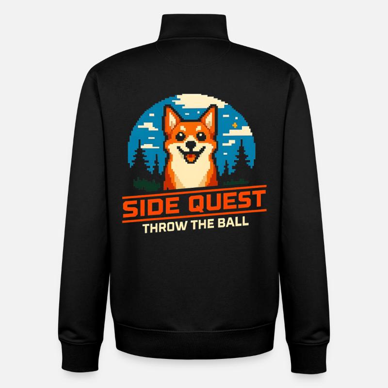 Side Quest: Throwing Ball | Dog Retrieving - Unisex Organic Zip Sweatshirt by Stanley/Stella - black