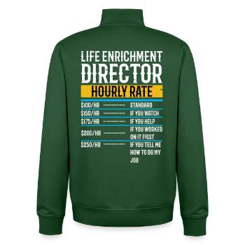 Directeur d’enrichissement de la vie Vintage Taux horaire - Sweat zippé unisexe en coton bio Stanley/Stella - vert bouteille - Dos - AI Model Male 185 dark (185cm)