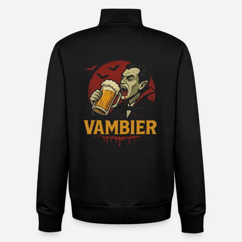 Vampire Boissons Bière Logo Rétro - Sweat zippé unisexe en coton bio Stanley/Stella - noir