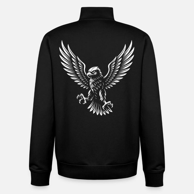 Faucon majestueux planant haut design - Sweat zippé unisexe en coton bio Stanley/Stella - noir