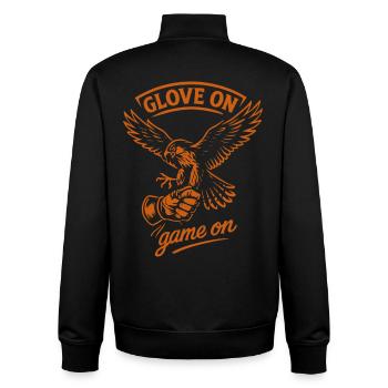 Falkenhandschuh Auf Wild Auf Falknerei Jagd Design - Unisex Organic Zip Sweatshirt von Stanley/Stella - Schwarz - Hinten - AI Model Male 185 light (185cm)