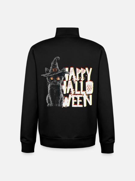 Happy Halloween Cat - Unisex Organic Zip Sweatshirt by Stanley/Stella - black