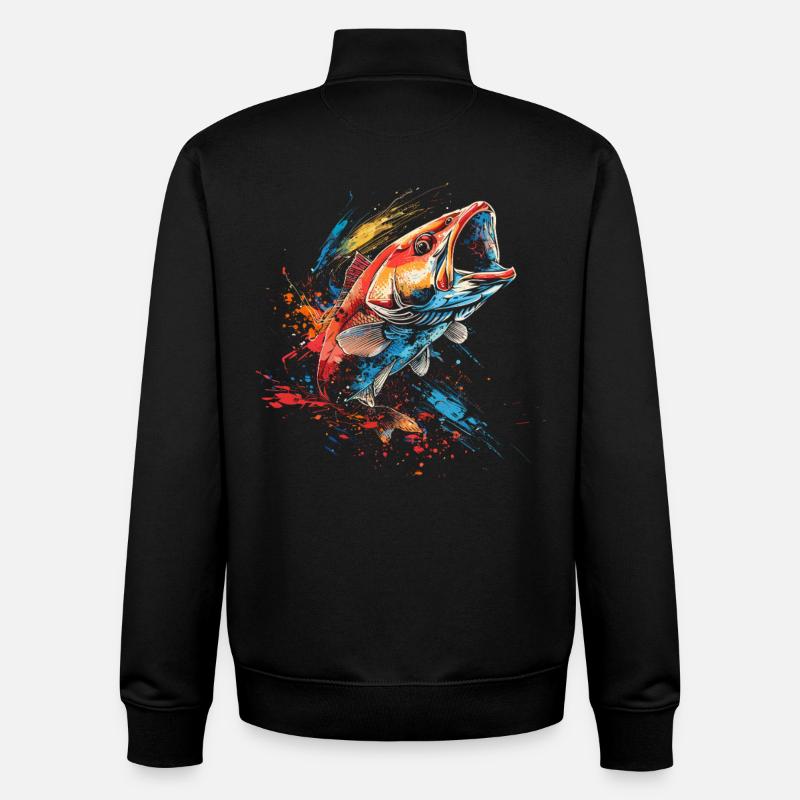 Fish Paint Blobs - Unisex Organic Zip Sweatshirt by Stanley/Stella - black