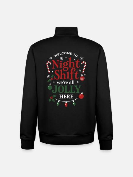 Night Shift Jolly Christmas Team - Unisex Organic Zip Sweatshirt by Stanley/Stella - black