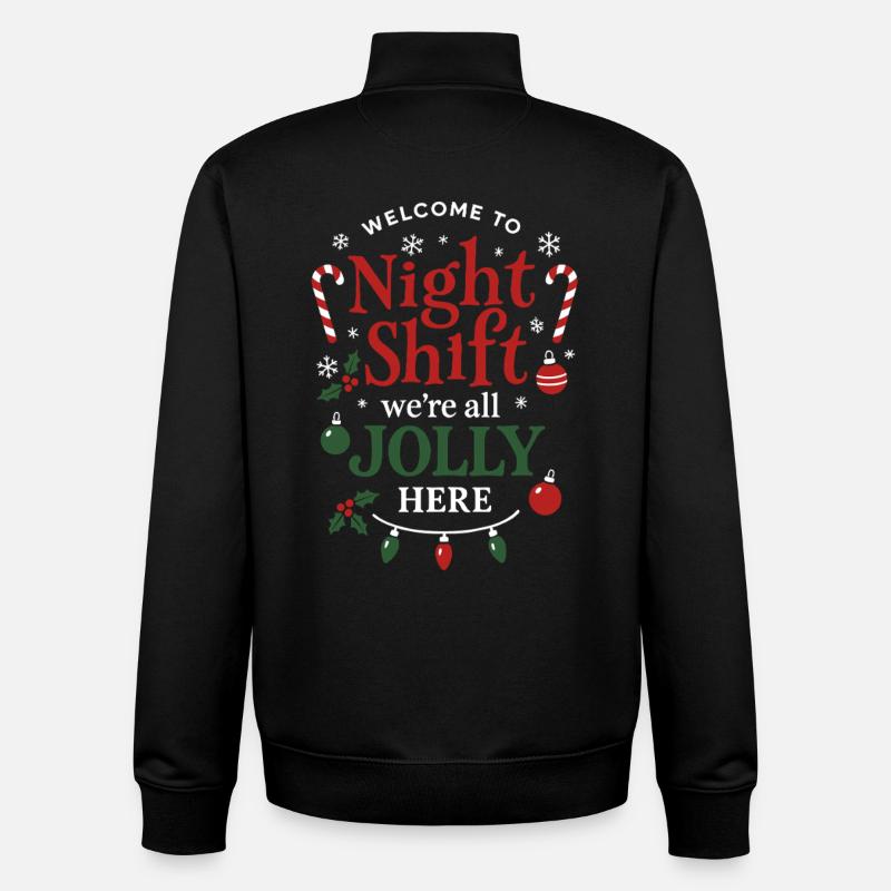 Équipe de nuit Jolly Christmas - Sweat zippé unisexe en coton bio Stanley/Stella - noir