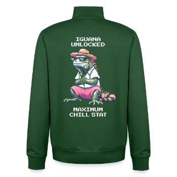 Iguane débloqué | Chill-Stat Max - Sweat zippé unisexe en coton bio Stanley/Stella - vert bouteille - Dos - AI Model Male 185 dark (185cm)
