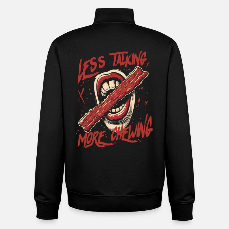 Boeuf séché Moins parler Plus Mâcher - Sweat zippé unisexe en coton bio Stanley/Stella - noir