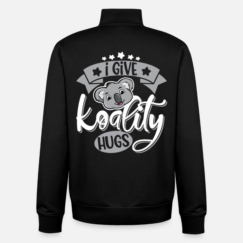Câlins Koala - Sweat zippé unisexe en coton bio Stanley/Stella - noir