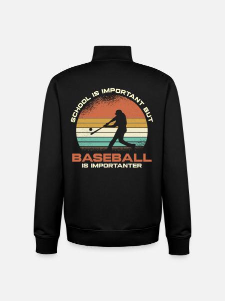 Retro Baseball Humor Sunset - Unisex Organic Zip Sweatshirt by Stanley/Stella - black