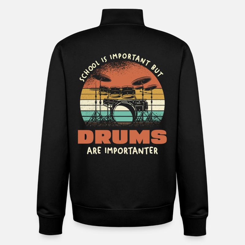Drums Are Importanter Retro - Unisex Organic Zip Sweatshirt von Stanley/Stella - Schwarz