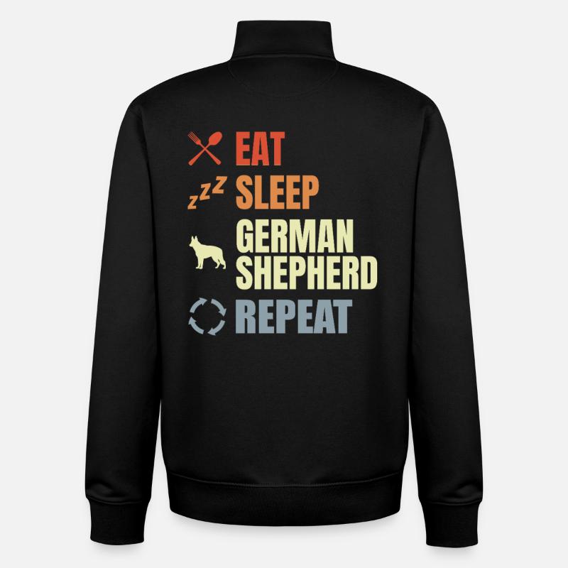 Routine du berger allemand - Sweat zippé unisexe en coton bio Stanley/Stella - noir