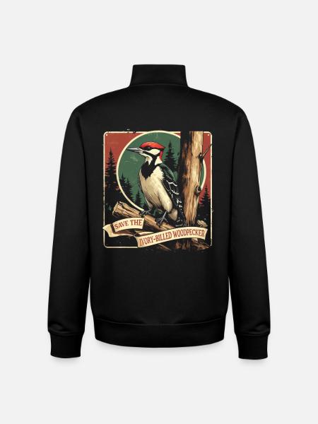 Ivory Woodpecker Birdwatcher - Unisex Organic Zip Sweatshirt by Stanley/Stella - black