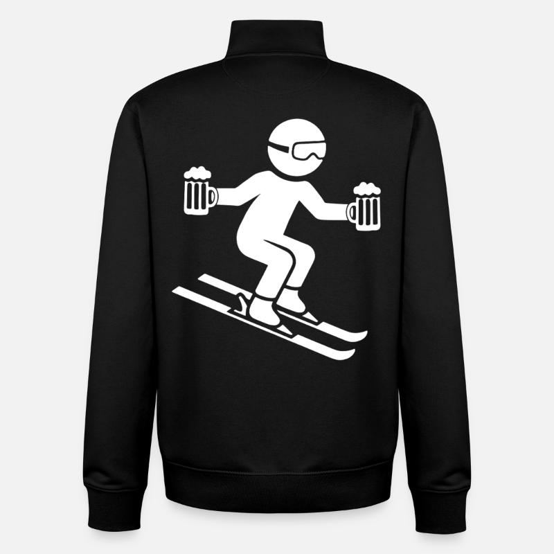 Skifahrer mit Bierkrug - Unisex Organic Zip Sweatshirt von Stanley/Stella - Schwarz