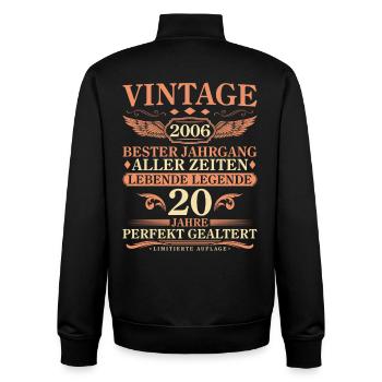 Vintage 2006 Jahrgang geboren - 20. Geburtstag - Unisex Organic Zip Sweatshirt von Stanley/Stella - Schwarz - Hinten - AI Model Male 185 light (185cm)