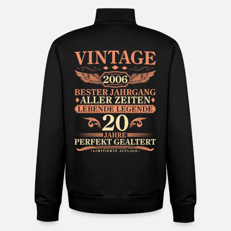 Millésime 2006 Millésime Né - 20ème anniversaire - Sweat zippé unisexe en coton bio Stanley/Stella - noir