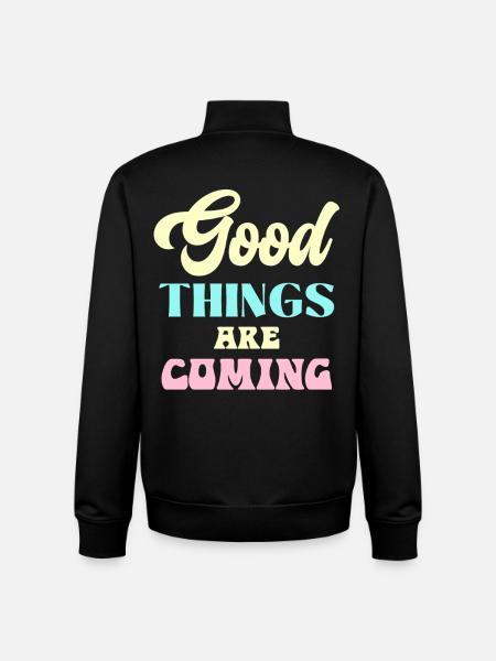 Good Things Are Coming Pastel Retro - Unisex Organic Zip Sweatshirt by Stanley/Stella - black