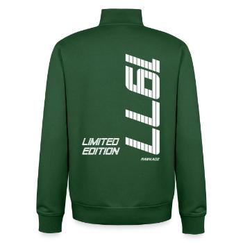 Limited_Edition_1977 - Unisex Organic Zip Sweatshirt by Stanley/Stella - bottle green - Back - AI Model Male 185 dark (185cm)