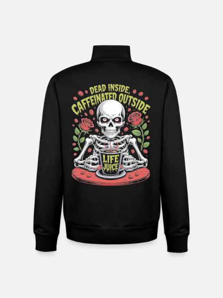 Dead Inside Caffeinated Outside Skeleton Coffee - Unisex Organic Zip Sweatshirt by Stanley/Stella - black