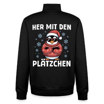Weihnachten Pinguin - Her mit den Plätzchen - Unisex Organic Zip Sweatshirt von Stanley/Stella - Schwarz - Hinten - AI Model Male 185 light (185cm)