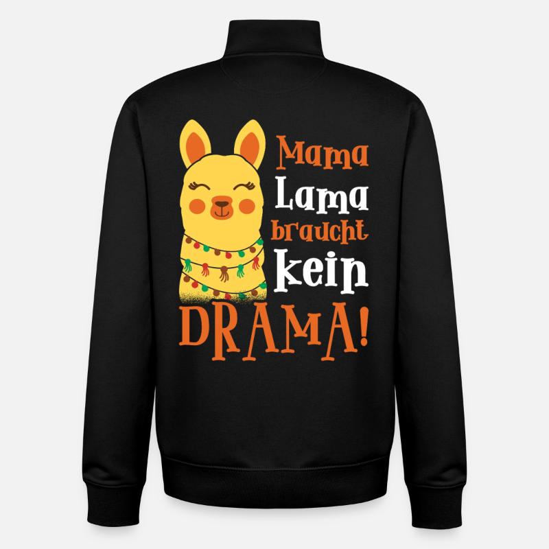 Pregnancy MAMA LAMA DOESN'T NEED DRAMA - Unisex Organic Zip Sweatshirt by Stanley/Stella - black