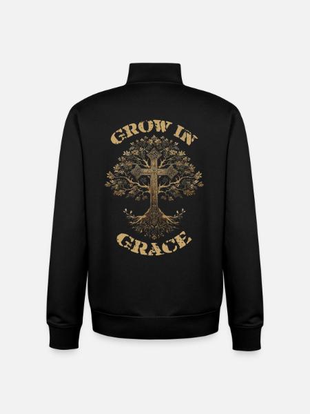 Christian Cross Tree Grow In Grace - Unisex Organic Zip Sweatshirt by Stanley/Stella - black