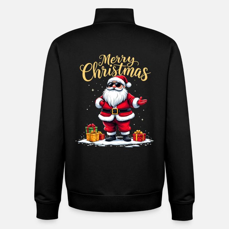 Merry Christmas Weihnachtsmann Mit Geschenken - Unisex Organic Zip Sweatshirt von Stanley/Stella - Schwarz