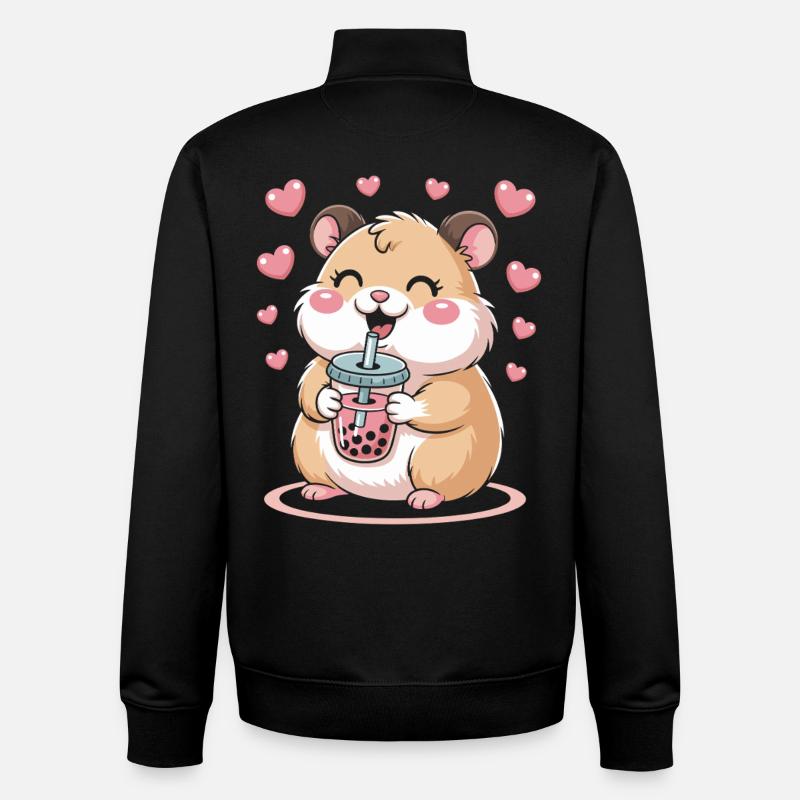 Kawaii Bubble Tee Hamster Boba Tee - Unisex Organic Zip Sweatshirt von Stanley/Stella - Schwarz