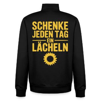 Schenke Jeden Tag Ein Lächeln Mit Sonnenblume - Unisex Organic Zip Sweatshirt von Stanley/Stella - Schwarz - Hinten - AI Model Male 185 light (185cm)