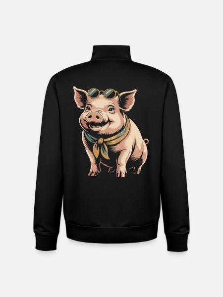 Sunglasses Pig with Bandana - Unisex Organic Zip Sweatshirt by Stanley/Stella - black