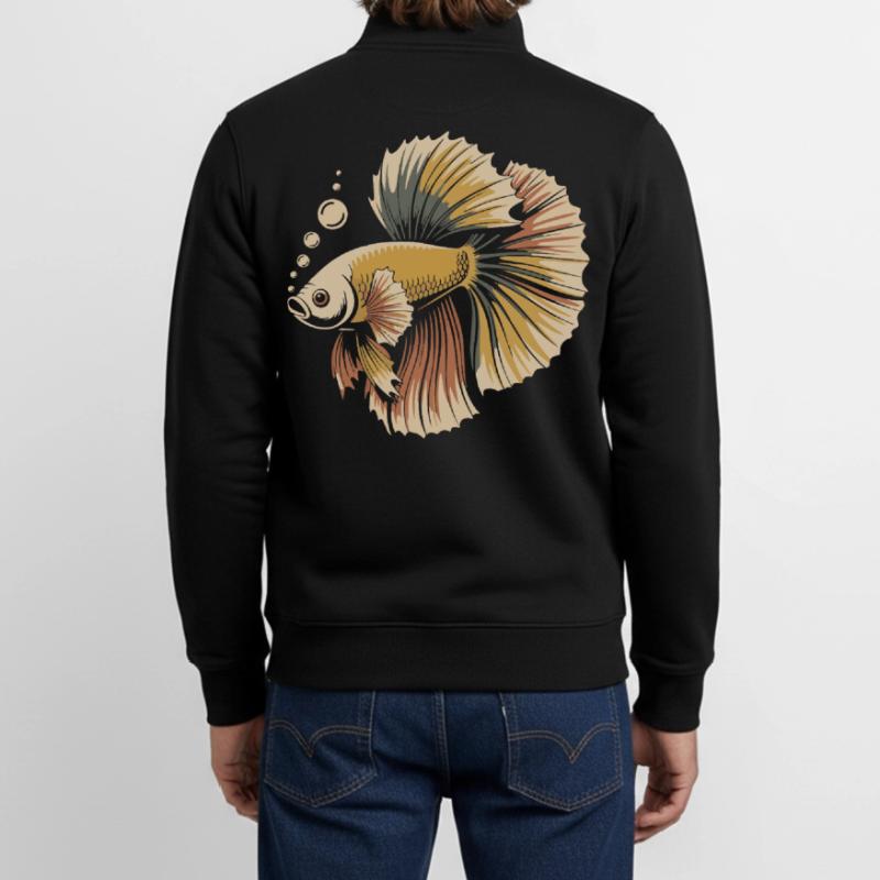Betta Color Explosion Fish Unisex Organic Zip Sweatshirt by Stanley/Stella