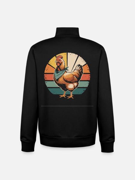 Retro Chicken with Bandana - Unisex Organic Zip Sweatshirt by Stanley/Stella - black