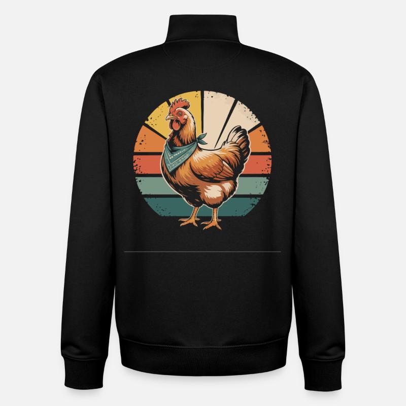 Poulet rétro avec bandana - Sweat zippé unisexe en coton bio Stanley/Stella - noir