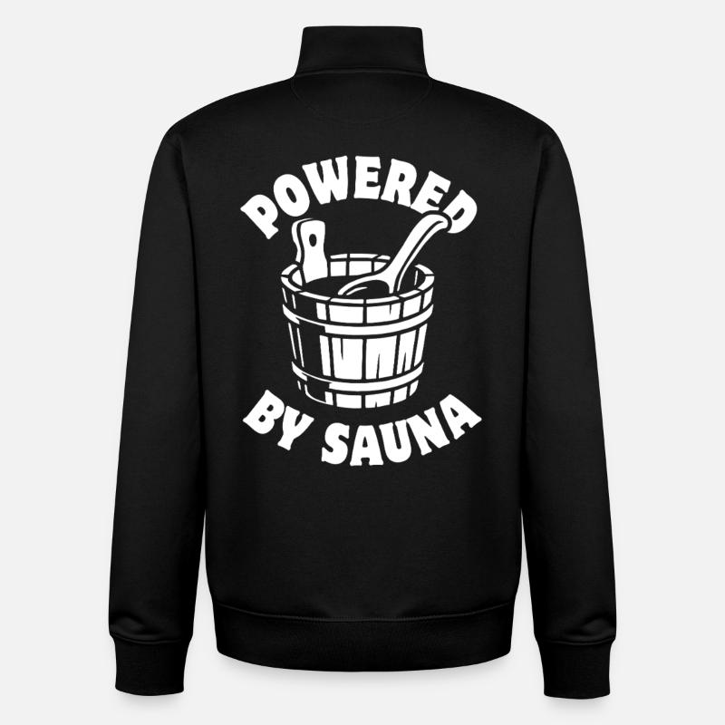 Powered by Sauna - Saunieren - Spruch - Unisex Organic Zip Sweatshirt by Stanley/Stella - black