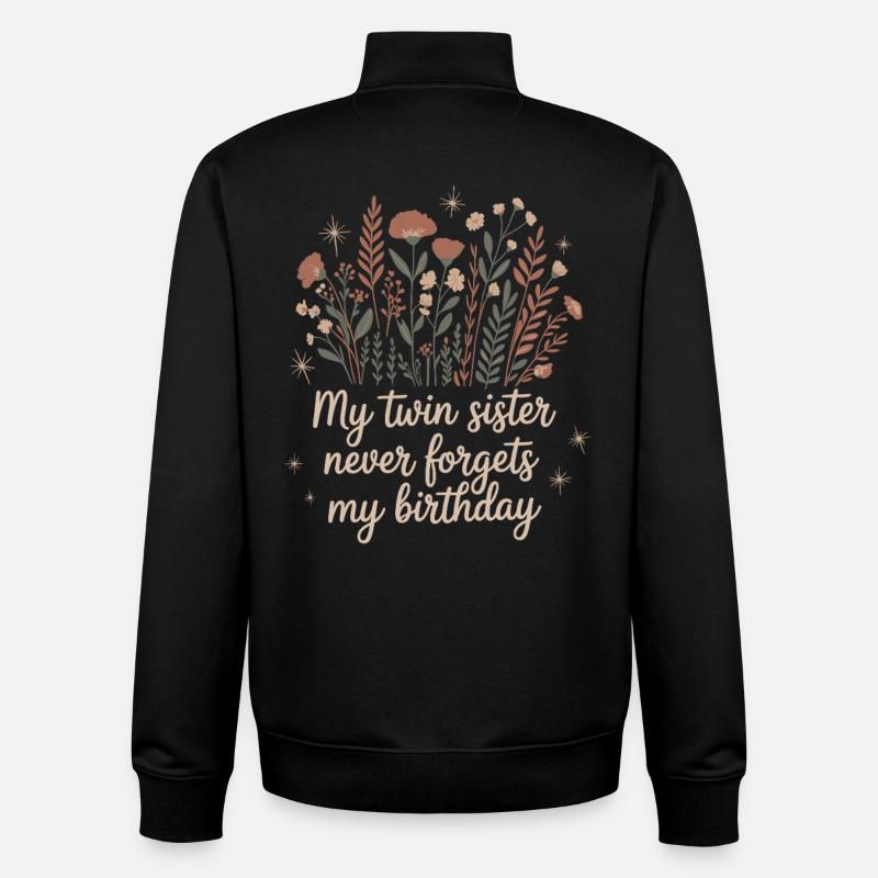 Jumeaux Jumelle Soeur Anniversaire - Sweat zippé unisexe en coton bio Stanley/Stella - noir