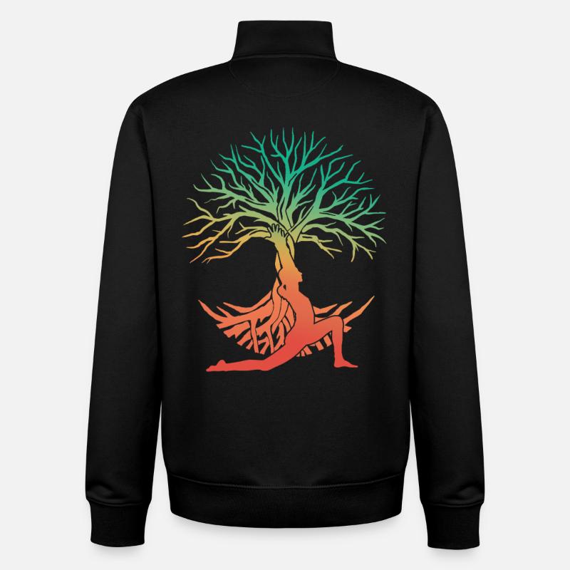 Figurine d’arbre de yoga en arc-en-ciel - Sweat zippé unisexe en coton bio Stanley/Stella - noir