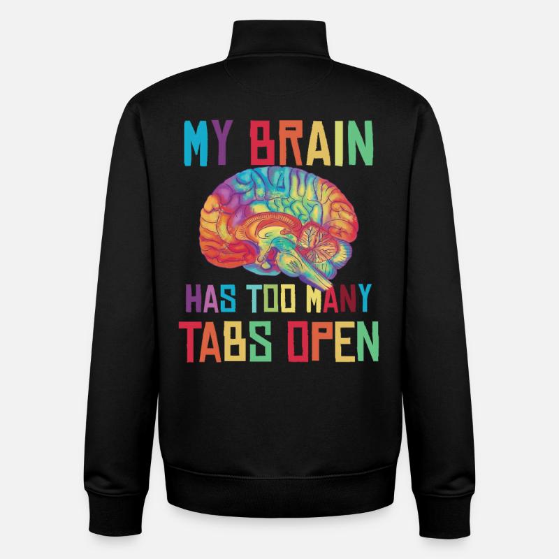 Gehirn: Zu viele Tabs offen - Unisex Organic Zip Sweatshirt von Stanley/Stella - Schwarz