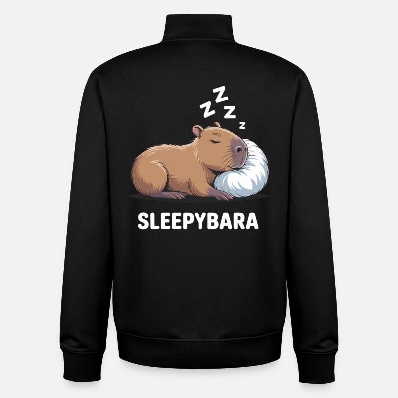 Sleepybara Capybara Dormir - Sweat zippé unisexe en coton bio Stanley/Stella - noir