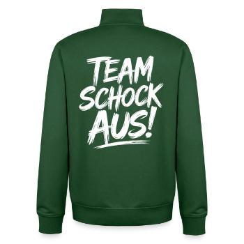 Schocken Game - Team Schock Out! Jule Rolls the Dice - Unisex Organic Zip Sweatshirt by Stanley/Stella - bottle green - Back - AI Model Male 185 dark (185cm)