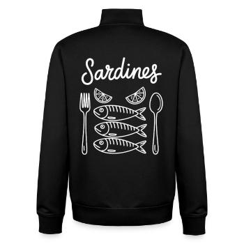 Ligne de sardines avec couverts - Sweat zippé unisexe en coton bio Stanley/Stella - noir - Dos - AI Model Male 185 light (185cm)