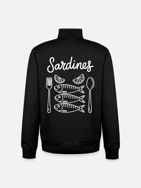 Sardine line with cutlery - Unisex Organic Zip Sweatshirt by Stanley/Stella - black