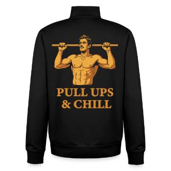 Pull Ups & Chill Calisthenics Fitness Gym Training - Unisex Organic Zip Sweatshirt by Stanley/Stella - black - Back - AI Model Male 185 light (185cm)