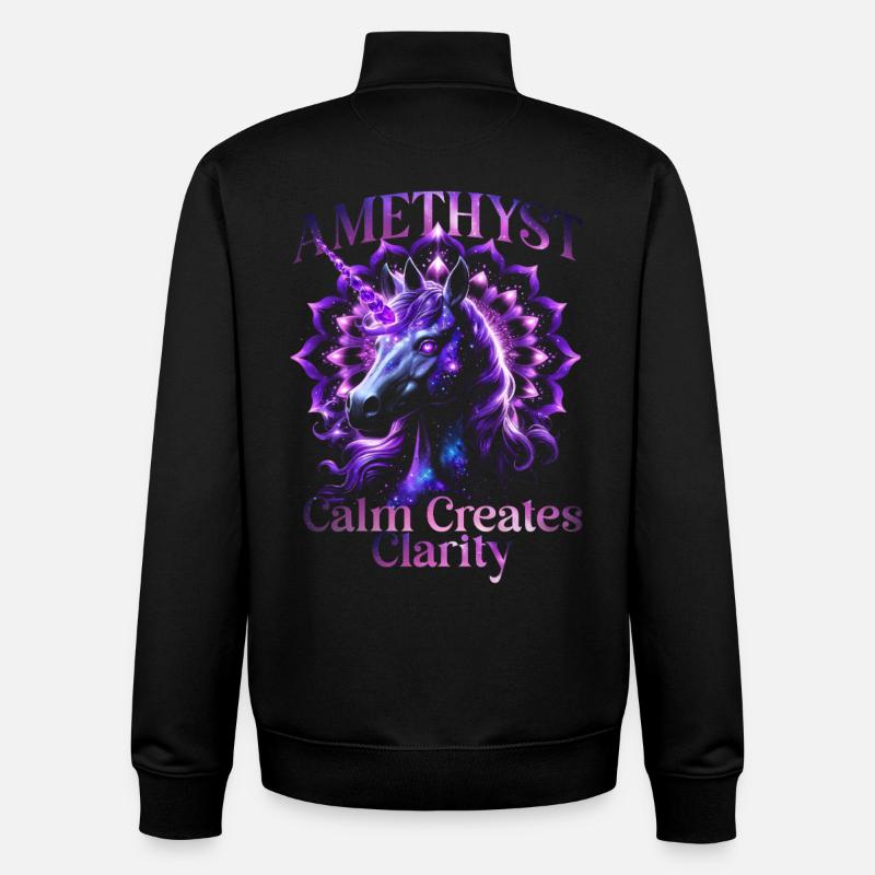 Pierre de naissance Améthyste de février - Sweat zippé unisexe en coton bio Stanley/Stella - noir