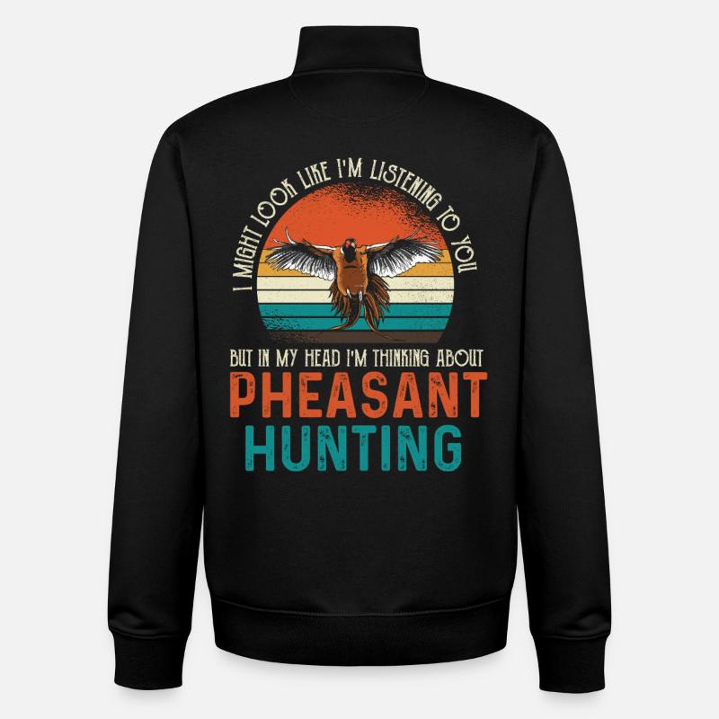 Pheasant Hunting Retro Sunset - Unisex Organic Zip Sweatshirt by Stanley/Stella - black