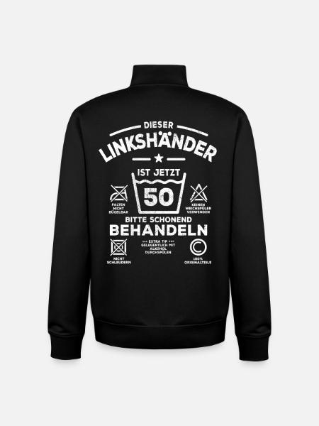 Treating Left-Handers Gently - 50th Birthday - Unisex Organic Zip Sweatshirt by Stanley/Stella - black