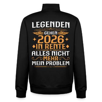 Pensioner 2025 Work colleague Legend retired - Unisex Organic Zip Sweatshirt by Stanley/Stella - black - Back - AI Model Male 185 light (185cm)