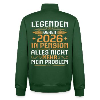 Retraité 2026 Collègue de travail Legend à la retraite - Sweat zippé unisexe en coton bio Stanley/Stella - vert bouteille - Dos - AI Model Male 185 dark (185cm)